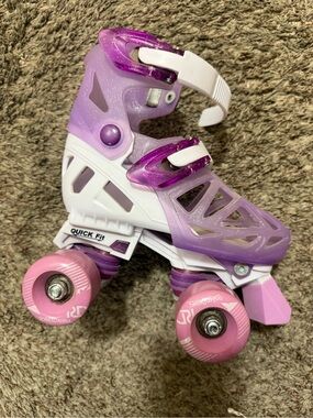 Girls' Pink & Purple Adjustable Quad Roller Skates -training skates